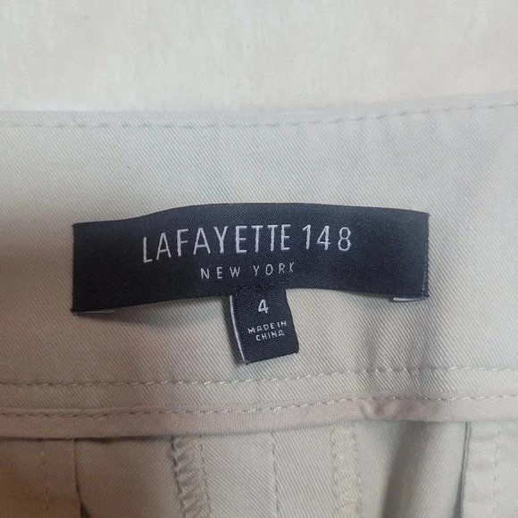 Lafayette 148 Cream/Khaki Manhattan Cropped Pants sz 4 - Picture 8 of 11
